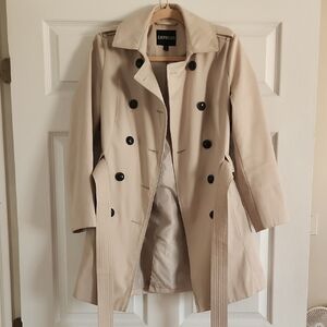 Express Women's Beige Double-Breasted Trench Coat